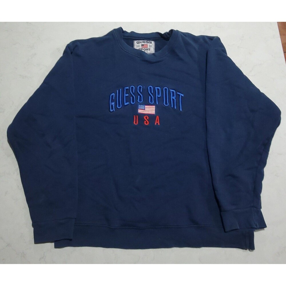 Guess Sport USA Vintage 90s Sweatshirt Crewneck Men’s Size Medium Blue EUC